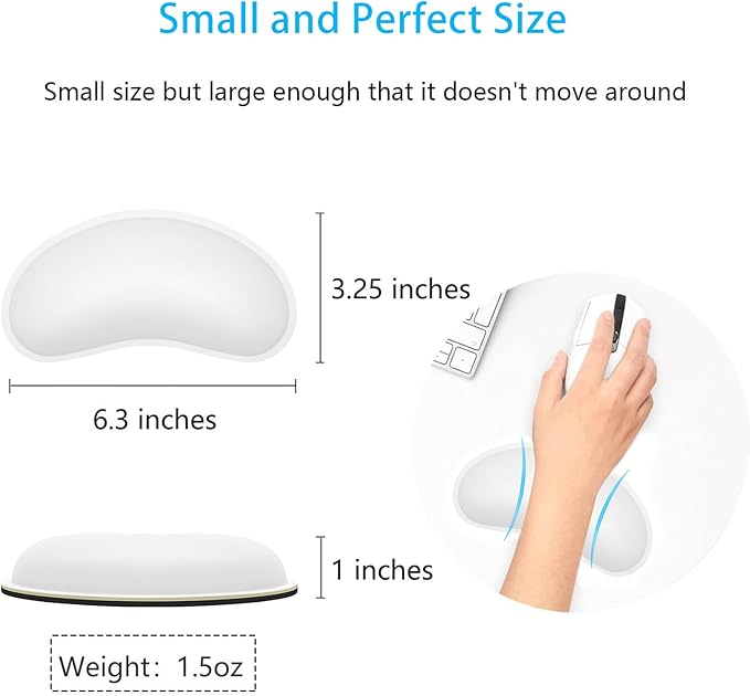 Dapesuom Mouse Wrist Rest, Ergonomic Memory Foam Mouse Wrist for Computer Desk Mats Support, PU Leather Hand Rest Pad Cushion for Gaming, Laptop, Men, Women, Pain Relief & Easy Typing, Ivory White