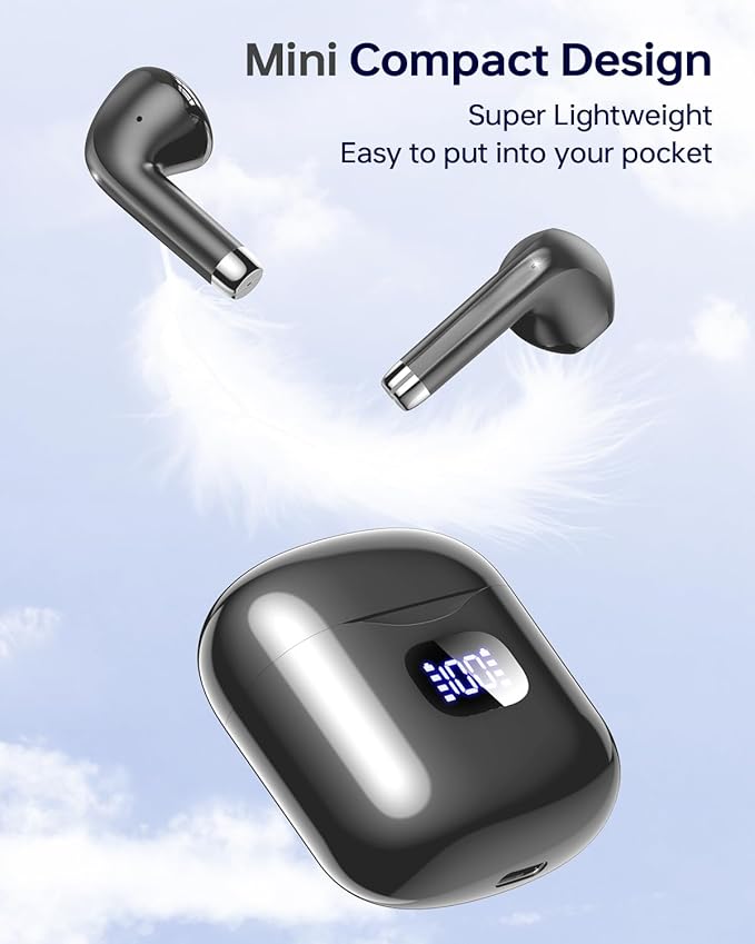 Wireless Earbuds Bluetooth 5.3 Headphones, 40Hrs Playback Stereo Ear Buds, Charcoal