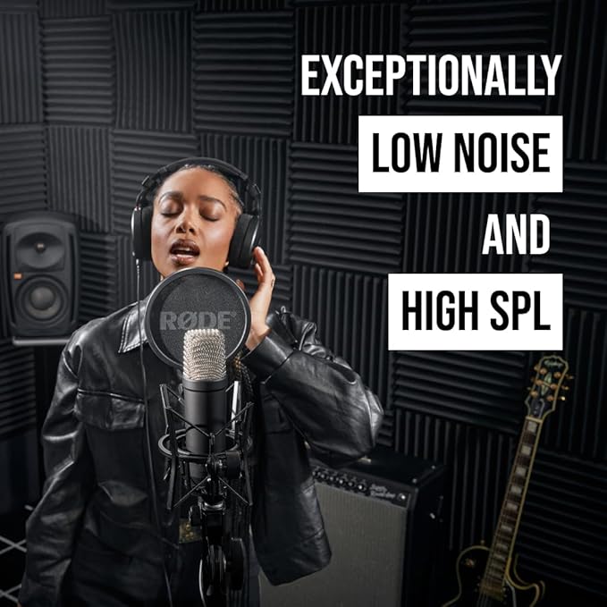 RØDE NT1 Signature Series Large-Diaphragm Condenser Microphone with Shock Mount, Pop Filter and XLR Cable for Music Production, Vocal Recording, Streaming and Podcasting (Black)