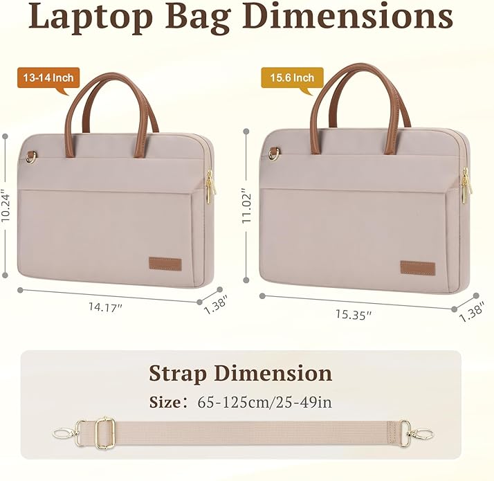 RAINYEAR 14 15.6 Inch Laptop Bag for Women, Protective Waterproof Elegant Computer PC Shoulder Bag Carrying Case with Handle