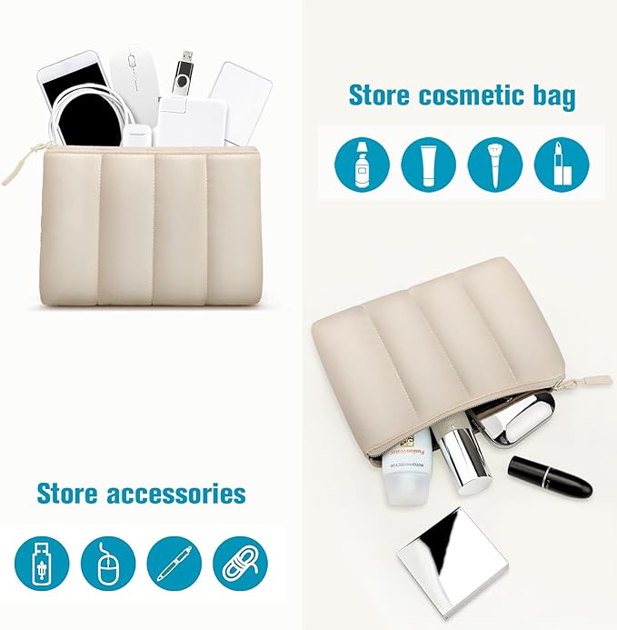 TECOOL Puffy Laptop Case 13.3 inch,13-13.3 inch Laptop Sleeve for 13“ MacBook Neo(2026),MacBook Air 13 inch M5 M4 M3 2026-2018,Mac Pro 13/Pro 14 M5-M1 Protective Notebook Sleeve with Small Case,Beige