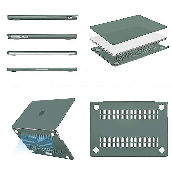 MOSISO Compatible with MacBook Air 13 inch Case M5 2026 M4 2025 M3 M2 2024-2022 A3449 A3240 A3113 A2681, Hard Shell&Keyboard Cover&Screen Film&Type C for MacBook Air 13.6 inch Case, Emerald Green