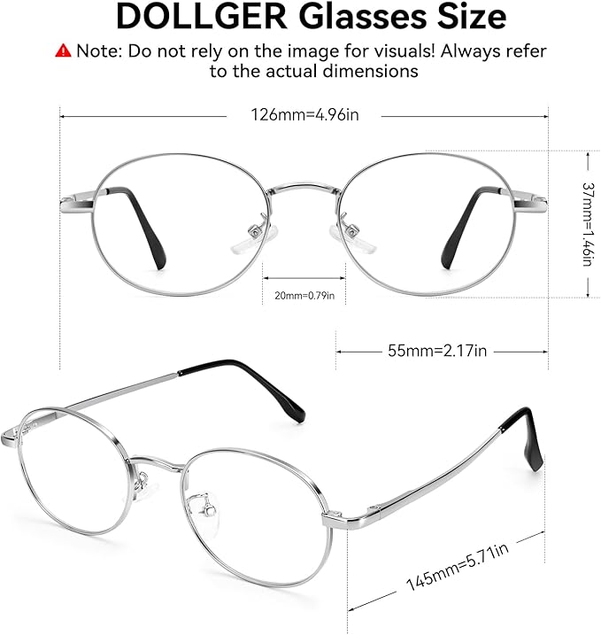Dollger Oval Blue Light Glasses for Women Retro Anti Bluelight Blocker Glasses Men for Computer Small Metal Frame Eyeglasses