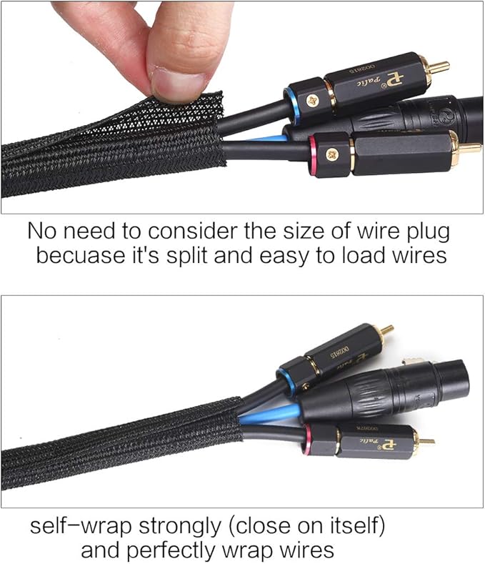 Alex Tech 20ft - 1.5 inch Cord Protector Wire Loom Tubing Cable Sleeve Split Sleeving for USB Cable Power Cord Audio Video Cable - Protect Cat from Chewing Cords - Black - Image 2