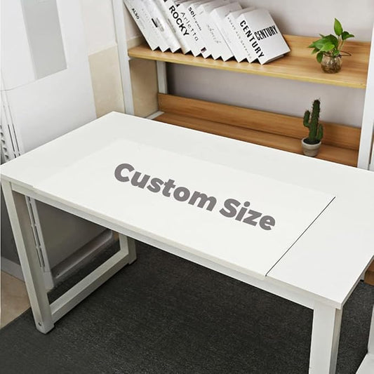 Office Desk Pad, Writing Mat with Full Grip Fixation Lip, Non-Slip PU Leather Table Blotter Desk Protector Gaming Laptop Keyboard Working Mat, Waterproof Table Protective Pad (White, Custom Size)
