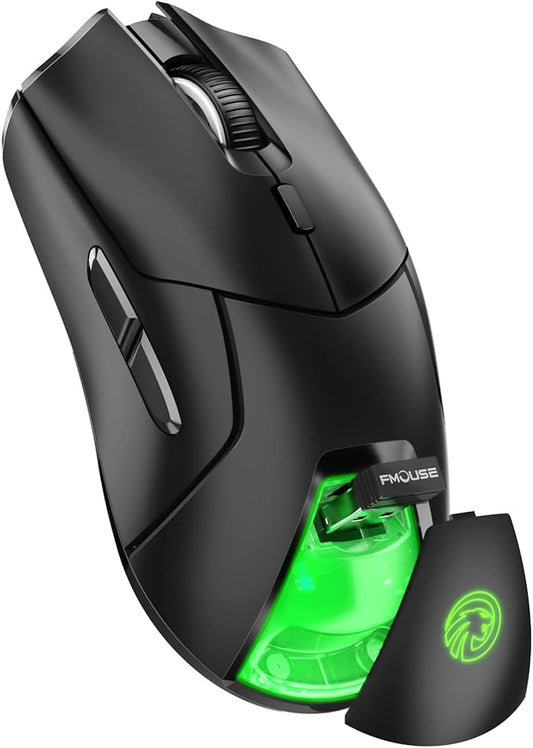 Wireless Gaming Mouse, PAW3311 Sensor, 12,000 DPI, 1,000Hz, Tri Mode (2.4G/Bluetooth/Wired), Ergonomic, USB C Rechargeable, 6 Programmable Buttons, Side Keys Mice for PC/Laptop/Mac (Black)