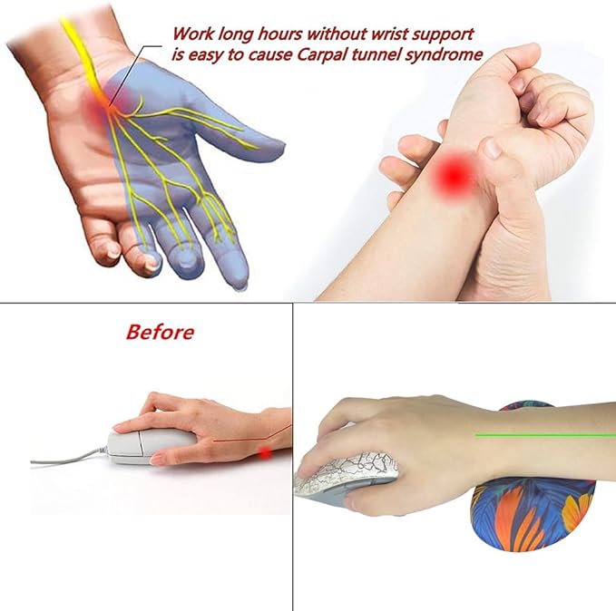 BRILA Ergonomic Memory Foam Mouse Wrist Rest Support Pad Cushion for Computer, Laptop, Office Work, PC Gaming - Massage Holes Design - Wrist Pain Relieve (Vibrant Plants)