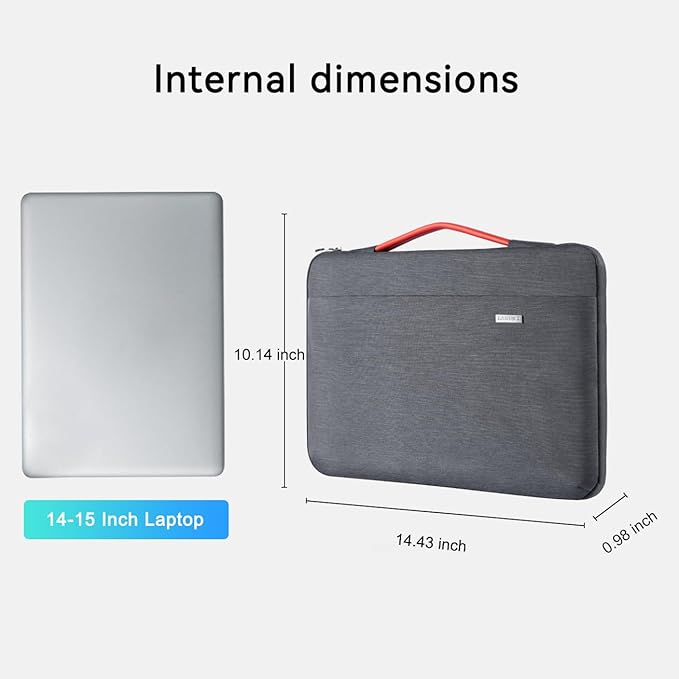 LANDICI 360°Laptop Sleeve Case 14 15 Inch Compatible with MacBook Air 15 M2/M3/M4 2022-2025, MacBook Pro 15, Hp chromebook 14, Waterproof Computer Bag Cover with Handle, Grey
