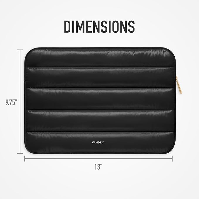 Vandel - The Original Puffy Laptop Sleeve 13-14 Inch. Black Laptop Sleeve for Women. Carrying Case Cover MacBook Pro 14 in, MacBook Air 13 Inch, iPad Pro 12.9, Dell, Asus, HP