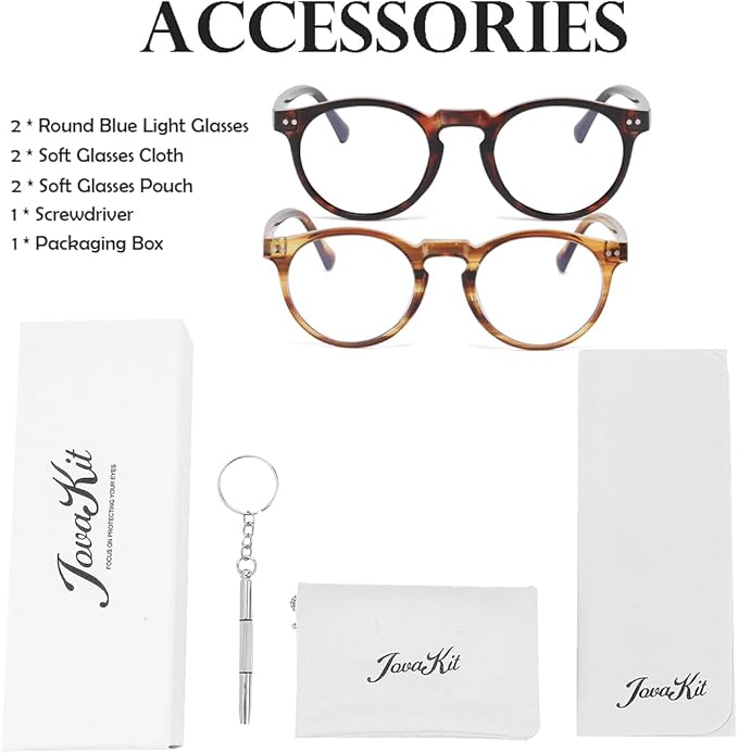 JOVAKIT Round Blue Light Glasses for Women Men Fashion Retro 90s Small Frame Computer Eyeglasses Anti Eyestrain