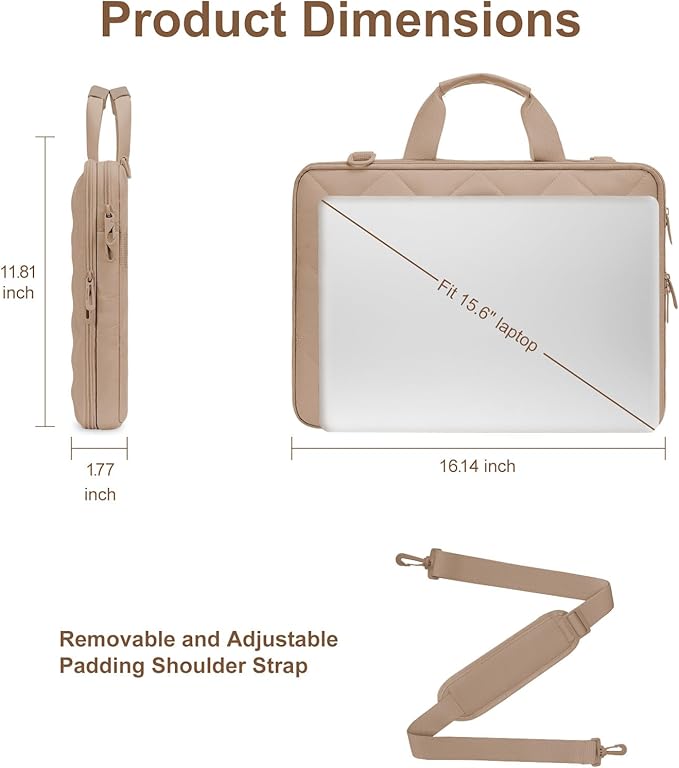 MOSISO 360 Protective Laptop Shoulder Bag, 13-13.3 inch Double Layer Fluffy Padded Laptop Bag with Anti-theft Zipper Compatible with MacBook, HP, Dell, Lenovo, Asus Notebook, Taupe Brown