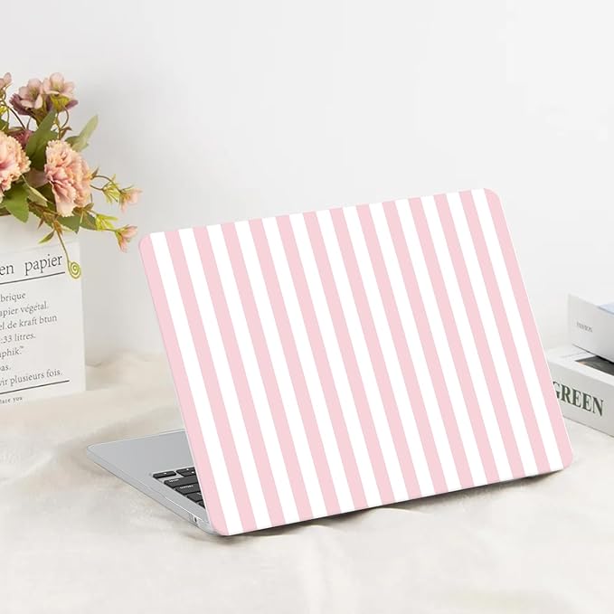 G JGOO Compatible with MacBook Air 13 inch Case 2026 2025-2022 M5 A3449 M4 A3240 M3 A3113 M2 A2681, Plastic Hard Shell for MacBook Air 13.6 inch Case+ Keyboard Cover+Screen Protector, Pink Stripe