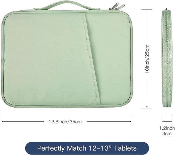 12.9 Inch Tablet Sleeve Bag for 2025 2024 iPad Pro M5 M4/iPad Air M4 M3 M2 13"/Pro 12.9",Samsung Galaxy Tab S9+Plus,S8+,S7+ Plus,S7 FE 12.4" Carrying Case,Surface Pro 11 Snapdragon,10,9,8,X Bag-Green
