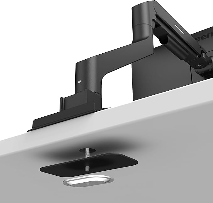 BenQ BSH01 Ergo Monitor Arm -Gas Spring Monitor Stand for Up to 45'' & 44lbs Screens, Heavy Duty, Quick Installation, No Sagging, Top Clamp and Grommet Base, Reinforcement Plate, VESA 75x75 &100x100mm