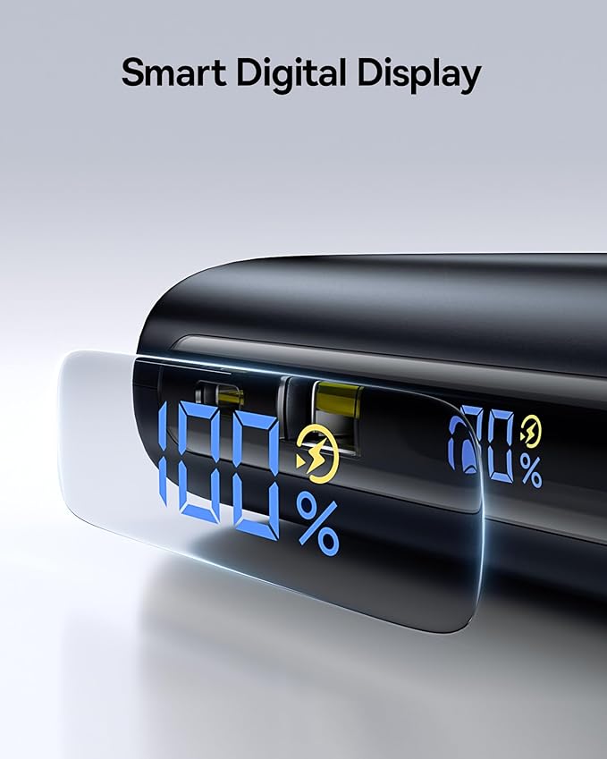 Baseus 25000mAh Power Bank, 140W Laptop Portable Charger with Dual Built-in USB-C Cables, PD3.1 Fast Charging Battery Pack for MacBook Pro/Air, iPhone 17/16/15/14, Galaxy S24, Steam Deck, iPad