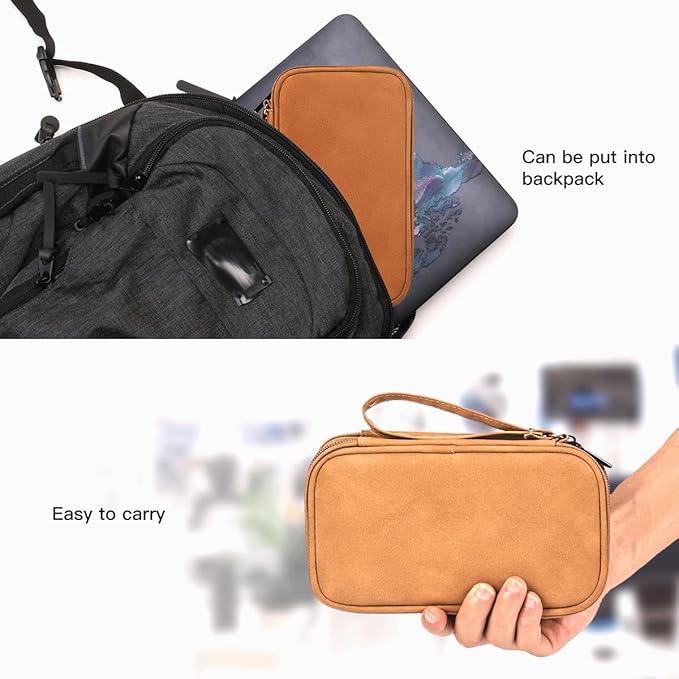 Travel Cable Organizer Pouch Electronic Accessories Carry Case Water Resistant Accessories Organizer Pouch Bag for Cable, Cord, Charger, USB, Phone, Power Bank, Earphone (Brown, Medium)