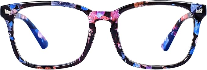 MAXJULI Blue Light Blocking Glasses,Computer Reading/Gaming/TV/Phones Glasses for Women Men(Flower Black)