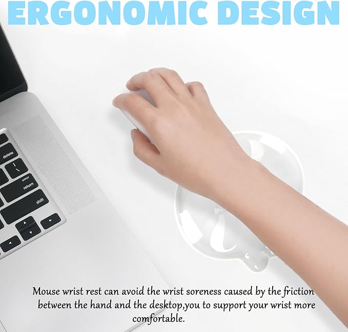Gel Wrist Rest for Keyboard and Mouse Transparent White Jellyfish Elbow Pad Cushion Ergonomic Cute Clear Cool Mouse Wrist Pad Silicone Non-Slip Support for Computer Gaming Home Office Hand Pillow