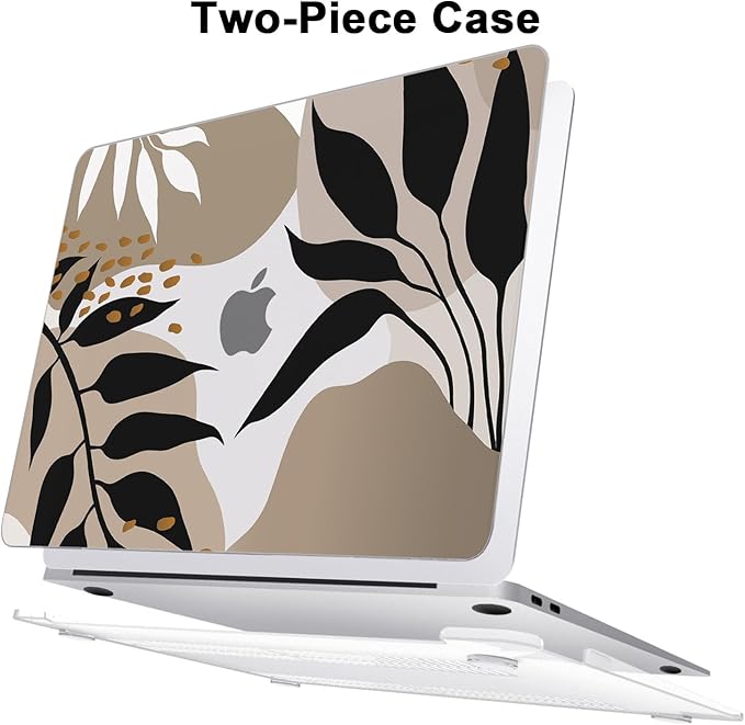 AKIT Compatible with MacBook Air 13 Inch Case M1 2022 2021 2020 2019 2018 A2337 A2179 A1932, Pattern Laptop Hard Shell Case+Screen Protector+Keyboard Cover for MacBook Air 13.3 Inch, Aesthetic Leaves
