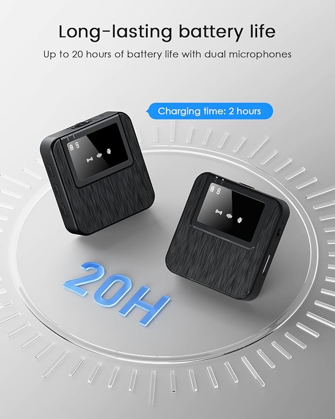3-in-1 Mini Microphone for iPhone, Android, Camera - 328ft Long Range, 20H Battery Life, Wireless Microphones, Lapel Mic with AI Noise Reduction for Video Recording, Content Creators