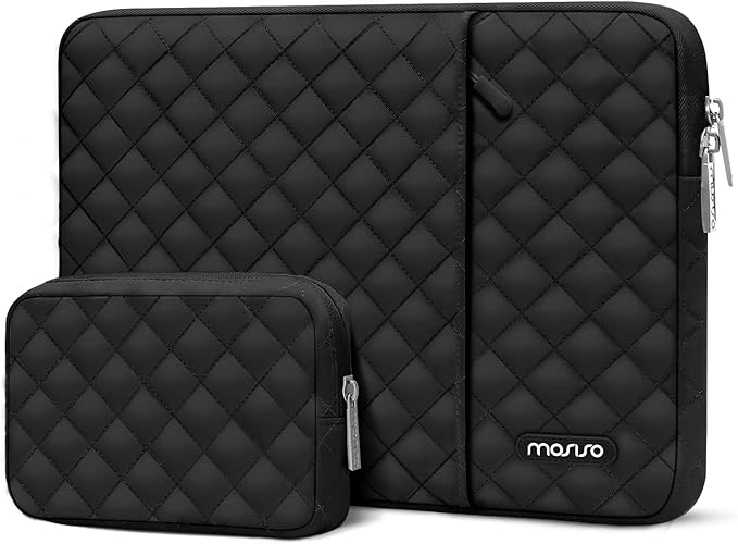 MOSISO Laptop Case 14 inch, 14 inch Laptop Sleeve Compatible with HP Lenovo Dell ASUS, HP Stream, Dell Latitude, Lenovo IdeaPad, Square Quilted Vertical Computer Bag with Pocket&Small Case, Black