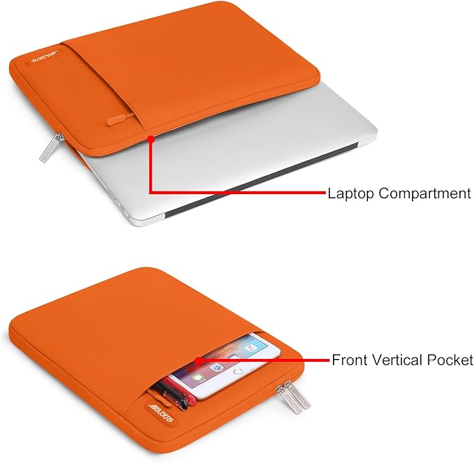 MOSISO Laptop Case 15 inch, 15 inch Laptop Sleeve Compatible with MacBook Air M5 A3448 M4 A3241 M3 A3114 M2 A2941 2026-2023, Dell XPS, Polyester Vertical Computer Sleeve Bag with Pocket, Orange