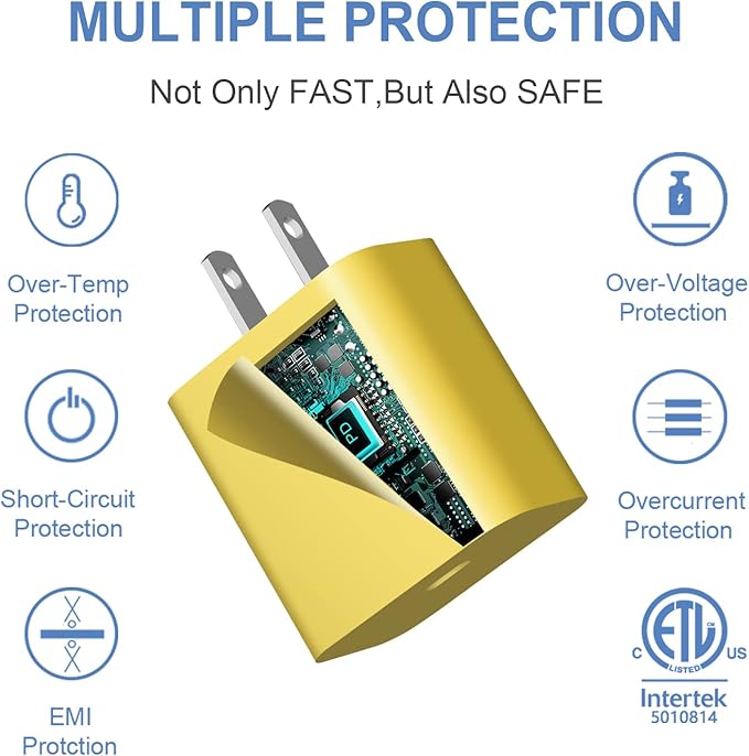 Samsung USB C Charger Block - Type C 3-Pack for iPhone 16/15/14/13/12 Pro Max & Samsung (Yellow)