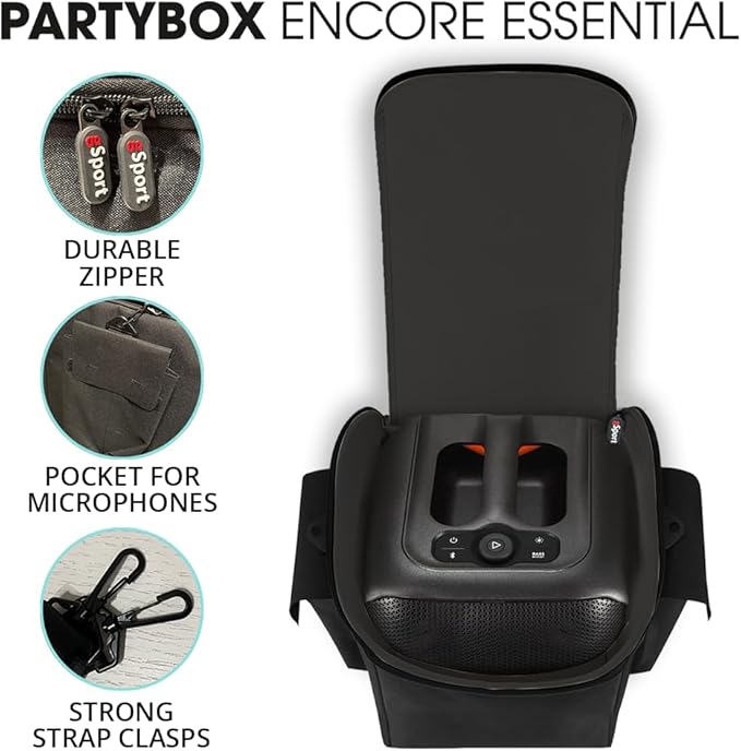 JBL PARTYBOX Encore Essential Portable Party Speaker Bundle with gSport Carry Bag (Black)