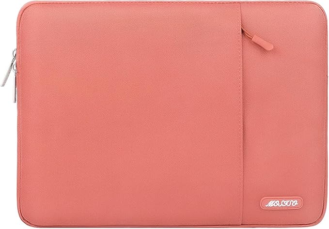 MOSISO Laptop Case 13.3 inch, 13-13.3 inch Laptop Sleeve Compatible with MacBook Air/Pro 13/Pro 14 M5 M4 M3 M2 M1, HP Dell ASUS Lenovo,Polyester Vertical Computer Sleeve Bag with Pocket, Coral