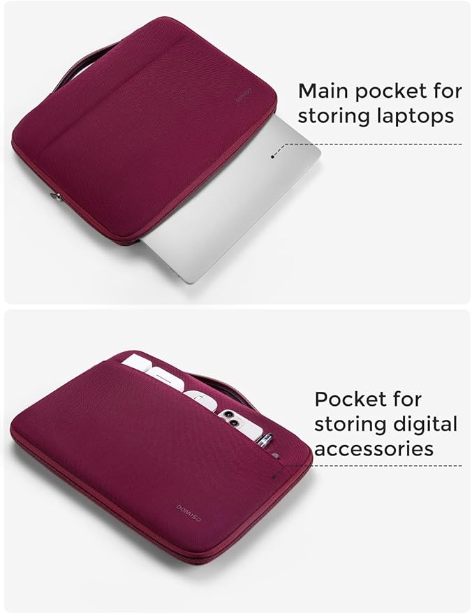 DOMISO 14 inch Laptop Case Sleeve Protective Cover Compatible with 15 inch MacBook Air M4 M3 M2,MacBook Pro,14-15 inch HP Dell ASUS Lenovo Chromebook,Waterproof Computer Cases Bag with Handle,Wine