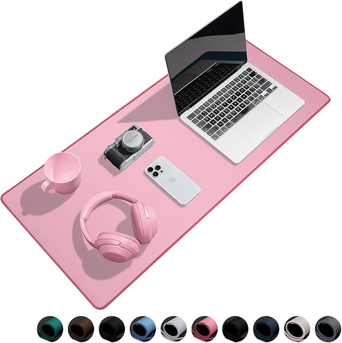 Waterproof Large Gaming Mouse Pad with Durable Stitched Edges, Non-Slip Rubber Base, Smooth Surface Mouse Mat Desk Pad for Home Office Gaming, 27.5"*11.8"*0.08",Pink