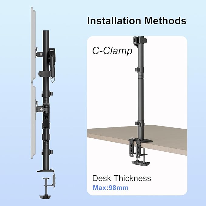 Pholiten Triple Monitor Mount, 3 Gas Spring Monitor Arms for Up to 32 inches Screens, Fully Adjustable Heavy Duty Triple Monitor Mount with Cable Management, Each Arm Holds 22 lbs