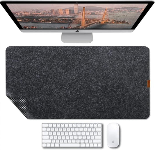 Bright Stone Felt Desk Mat,Non-Slip Mouse Pad, 27.5"x11.8" Office Supplies Desk Protector, Desk Accessories for Home and Office (Black)