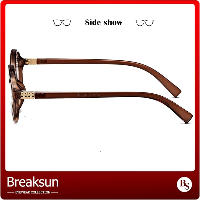 Breaksun Fashion Oval Glasses for Women Men Retro Round Tortoise Frame Blue Light Glasses Nerd Eyeglasses