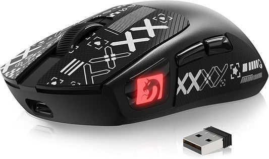 MAMBASNAKE M4 Wireless Gaming Mouse, 52g Lightweight BT/2.4Ghz/Wired Computer Mouse, PAW3311 24K DPI Optical Sensor, 200h Battery Life, Griptape, Programmable Mice for PC/Win/Mac (Black)