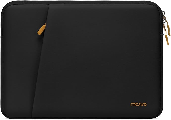 MOSISO 13.3 inch Laptop Case, 13-13.3 inch Laptop Sleeve Compatible with MacBook Air 13 13.6/Pro 13/Pro 14 M5 M4 M3 M2 M1, HP Dell ASUS Lenovo, Neoprene Carrying Computer Bag with Bevel Pocket, Black