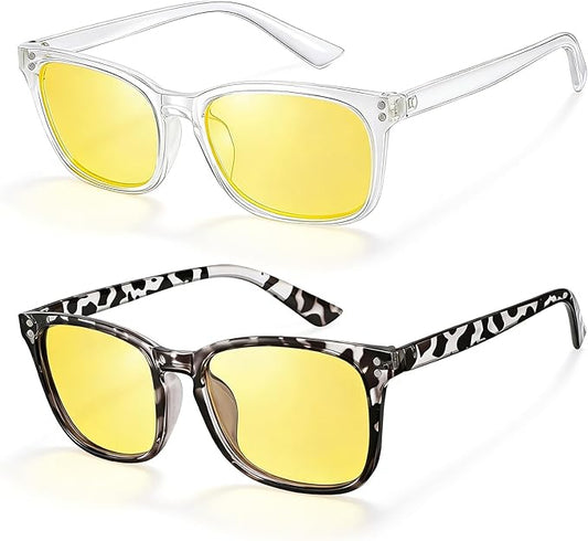 Polarized Sunglasses for Women Men, Night Driving Glasses Anti Glare Yellow Lens UV 400 for Day Night Use
