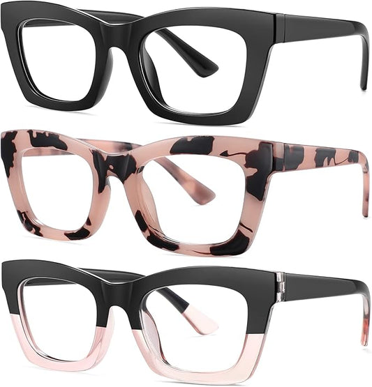Okany Blue Light Blocking Glasses for Women Men Fashion Computer Screen Gaming TV Phones Anti Eyestrain & UV Glare Glasses 3 Pack