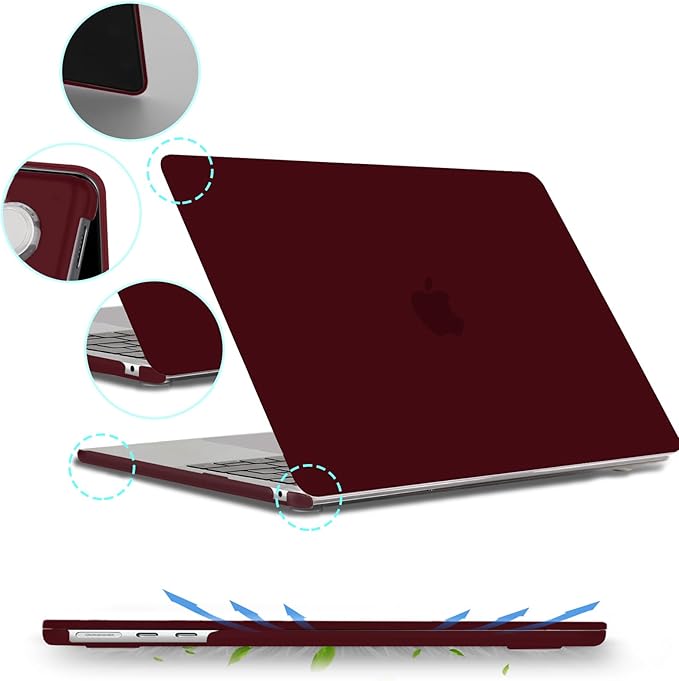 B BELK Compatible with MacBook Air 13 inch Case M5 2026 2025-2022 M4 M3 M2 A3449 A3240 A3113 A2681, Plastic Hard Shell Case+Keyboard Cover+Screen Protector for MacBook Air 13.6 inch Case, Marsala Red