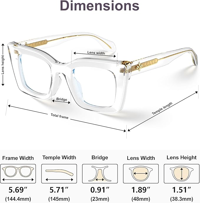 VISOONE Cat Eye Blue Light Blocking Glasses TR90 Anti-glare Women Calida