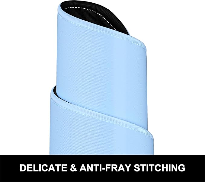 Hsurbtra Desk Pad, 23.6" x 13.8" Premium-Textured Desk Mat, Stitched Edge Anti-Slip Waterproof Rubber Mouse Pad, M Extended Computer Mat for Office Gaming Laptop Keyboard Sky Blue