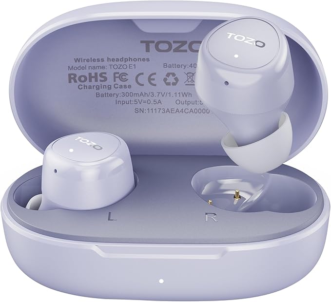 TOZO Wireless Earbuds Build in Mic Clear Calls Ergonomic Light Weight Bluetooth 5.3 in Ear Headphones Waterproof Premium Stereo Sound Ear Buds 30H Playtime with 32 EQs via APP