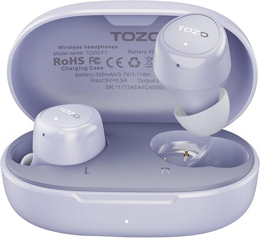 TOZO Wireless Earbuds Build in Mic Clear Calls Ergonomic Light Weight Bluetooth 5.3 in Ear Headphones Waterproof Premium Stereo Sound Ear Buds 30H Playtime with 32 EQs via APP