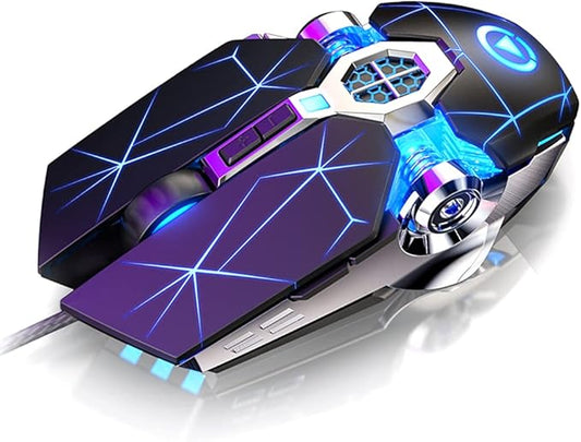 Gaming Mouse Wired Game Mice USB Silent Optical Mouse 3200DPI RGB Colorful Gradient Backlit 7 Buttons for Desktop Laptop Computer Gamer PC Windows Mac