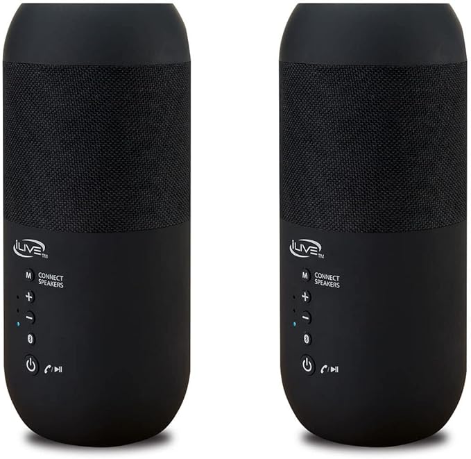 iLive ISBW240BDL ISBW240BDL Bluetooth Indoor and Outdoor Waterproof Speakers with Removable Stakes, 2 Count, Black