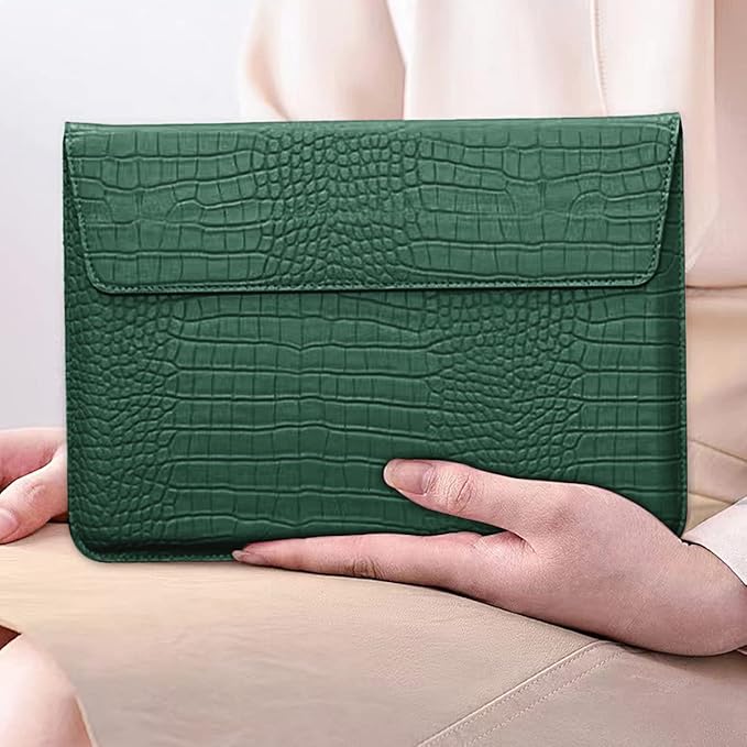 Laptop Sleeve for 2022-2026 MacBook Air 13.6 inch M5 A3449 M4 A3240 M3 A3113 M2 A2681 Neo 13 A3404 Air 13 2021-2018 PU Leather Flap Style Case Notebook Bag for Mac Pro 13 2022-2016, Green