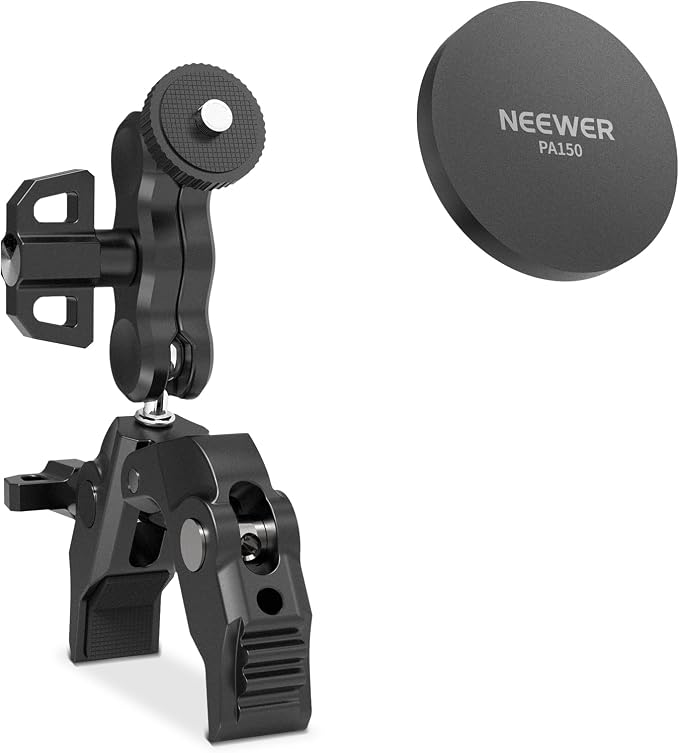 NEEWER Magnetic Mobile Phone Holder with Super Clamp, Adjustable Metal Holder with 1/4 Inch Screw and Ball Heads, Magic Arm Compatible with MagSafe iPhone for Pole, Tripod, Microphone Stand, Table by Neewer