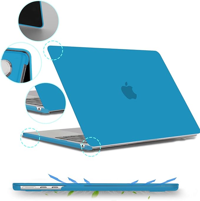 B BELK Compatible with MacBook Air 13 inch Case M5 2026 2025 2024-2022 M4 M3 M2 A3449 A3240 A3113 A2681, Plastic Hard Shell+Keyboard Cover+Screen Protector for MacBook Air 13.6 inch Case, Aqua Blue