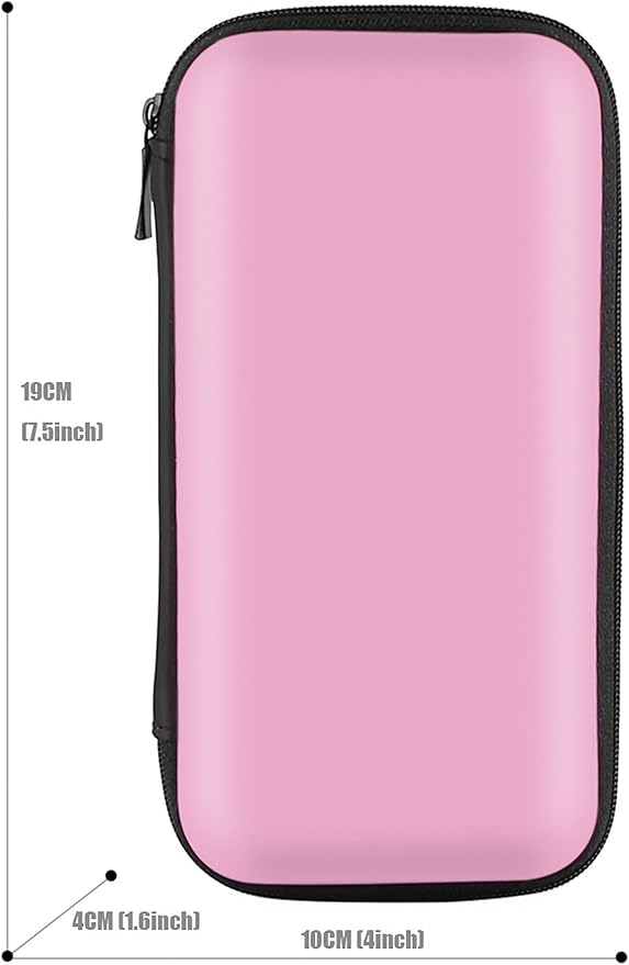iMangoo Travel Essential Electronics Organizer Charger Case, Shockproof Dual Zipper Power Bank Cables Tech Accessories Pouch Purse, Men & Women Travel Must Have Storage Bag, 6.5x3.2x1 inch Pink