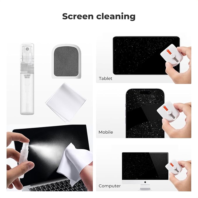 K&F Concept 25-in-1 Keyboard Cleaning Kit Laptop Cleaner - Multifunction Electronic Specialized Accessories Cleaner Set for iPhone AirPods MacBook iPad, Camera PC Monitor Earbud TV Tablet Screens - Image 4